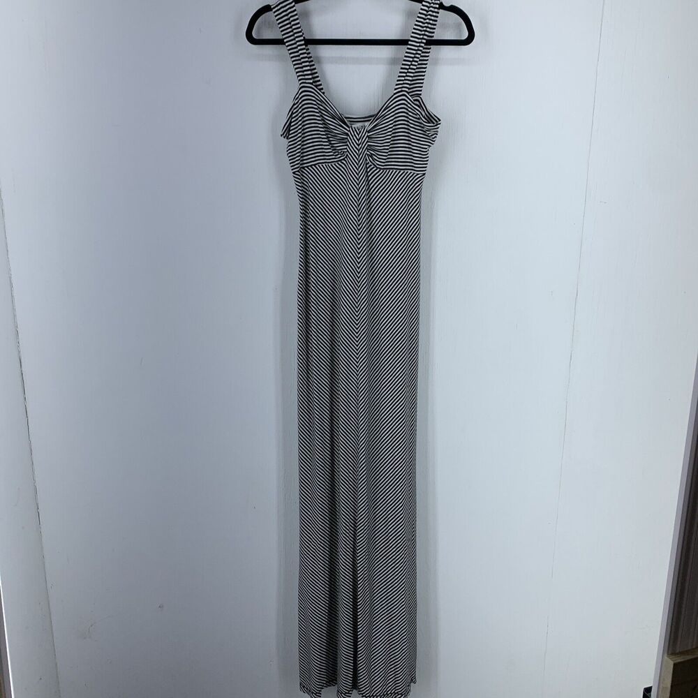 Max Studio Small Maxi Dress Sweetheart Neck Black White Stripes Beach Boho